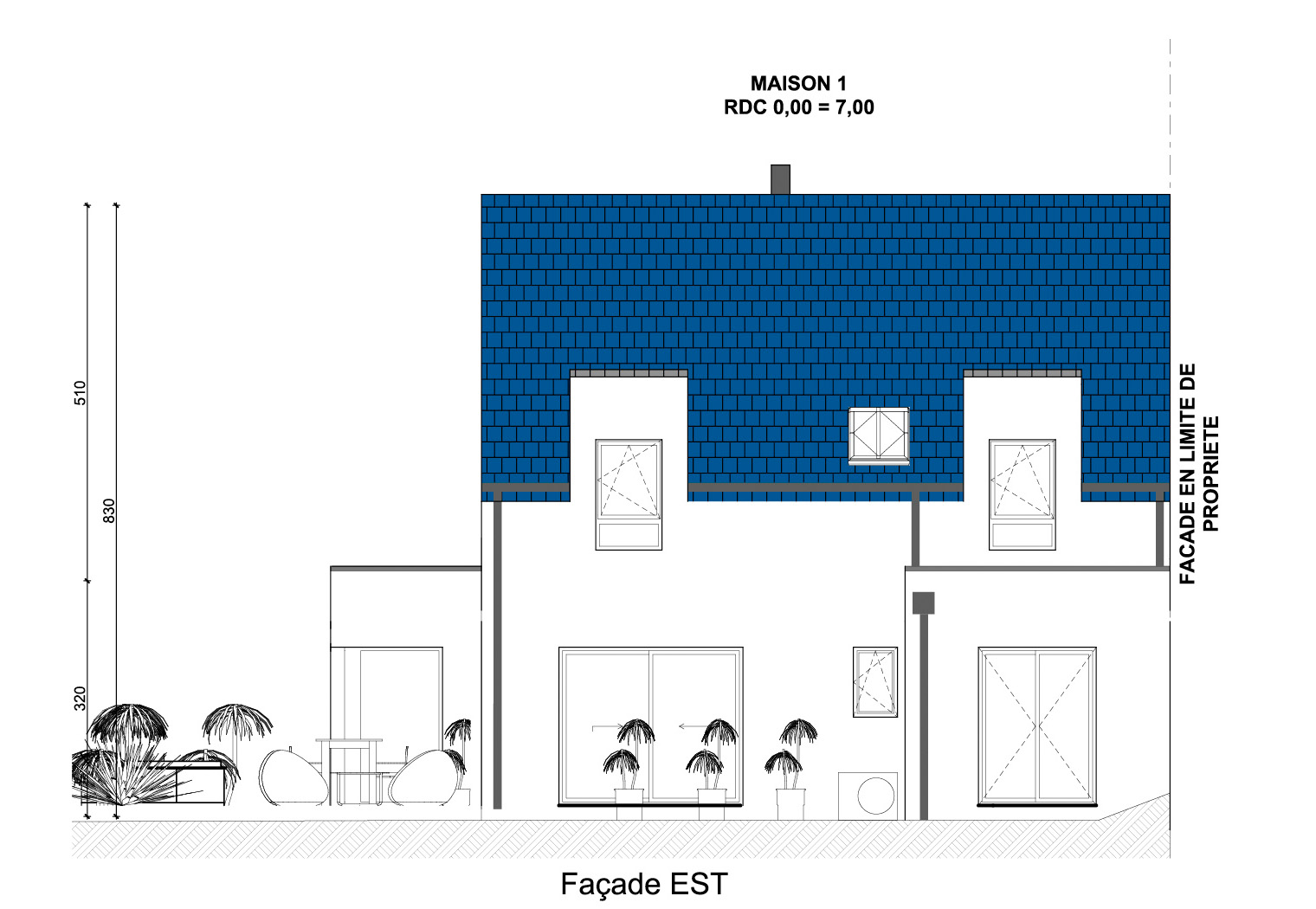 Plan facade Est